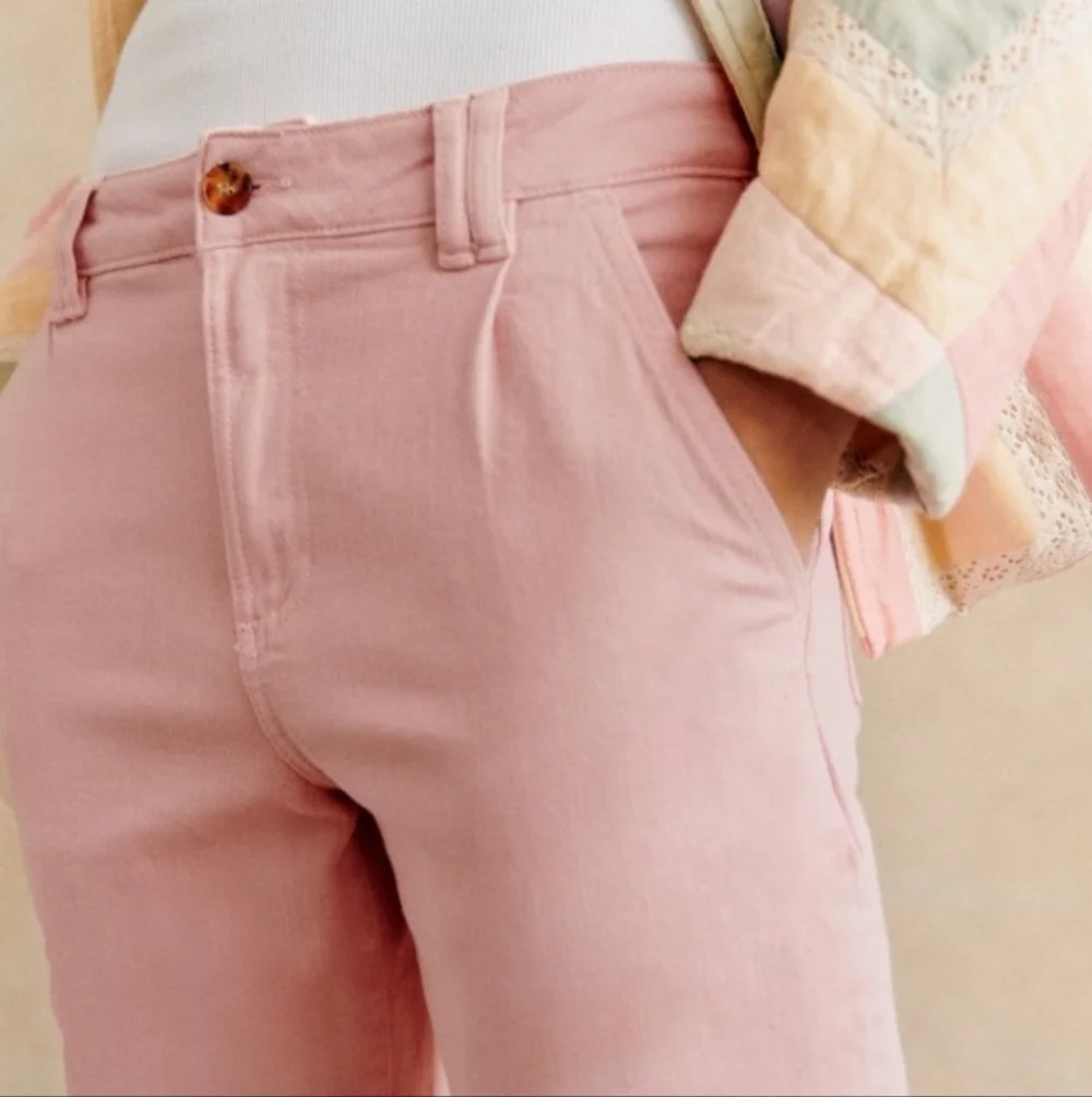 Sezane Manu Trousers in Pink size 42 NWT